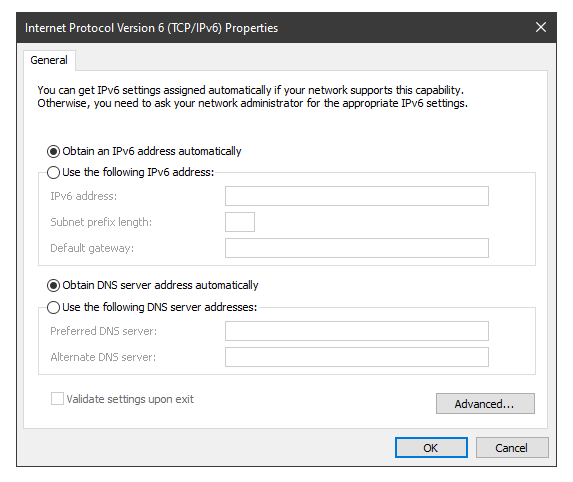 Configuring Windows 10 to use auto-addressing