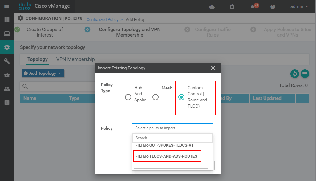 Configuring a Centralized Control Polocy - step 11