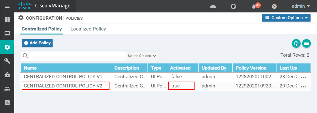 Configuring a Centralized Control Polocy - step 16