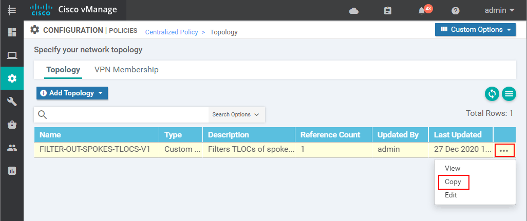 Configuring a Centralized Control Polocy - step 2