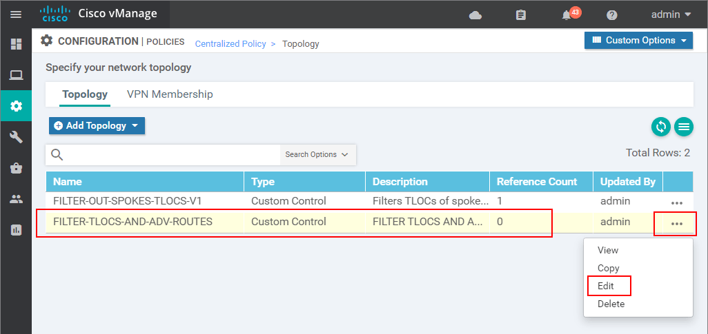 Configuring a Centralized Control Polocy - step 4