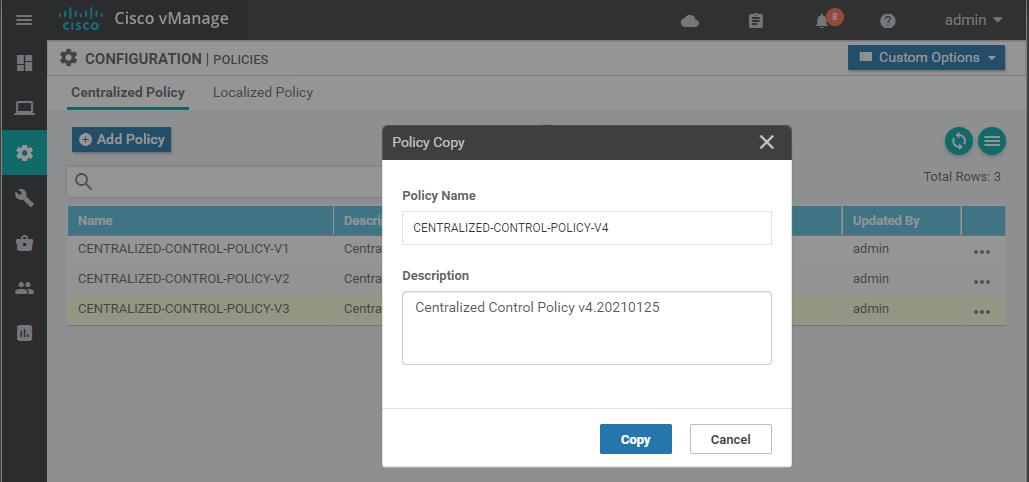 Creating an inbound Centralized Control Policy - step 12