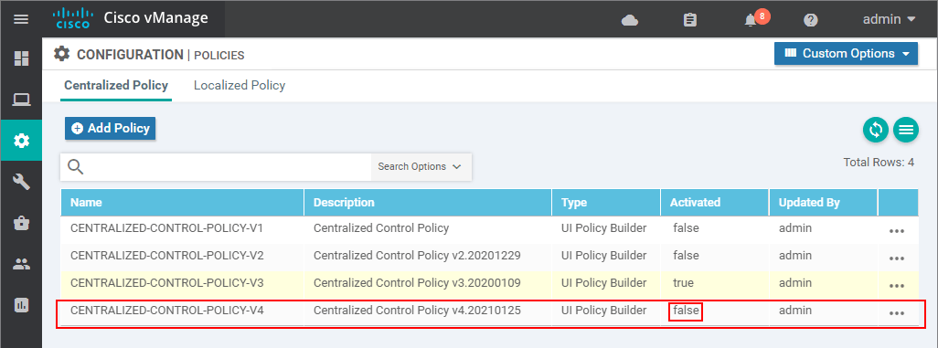 Creating an inbound Centralized Control Policy - step 13