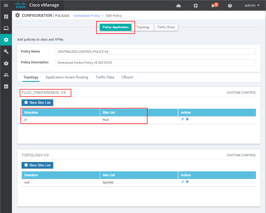 Creating an inbound Centralized Control Policy - step 15