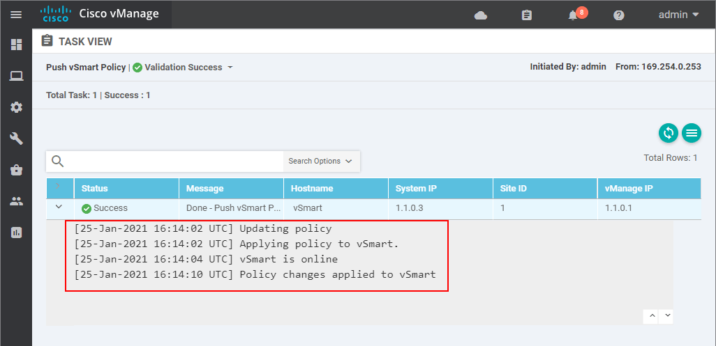 Creating an inbound Centralized Control Policy - step 16