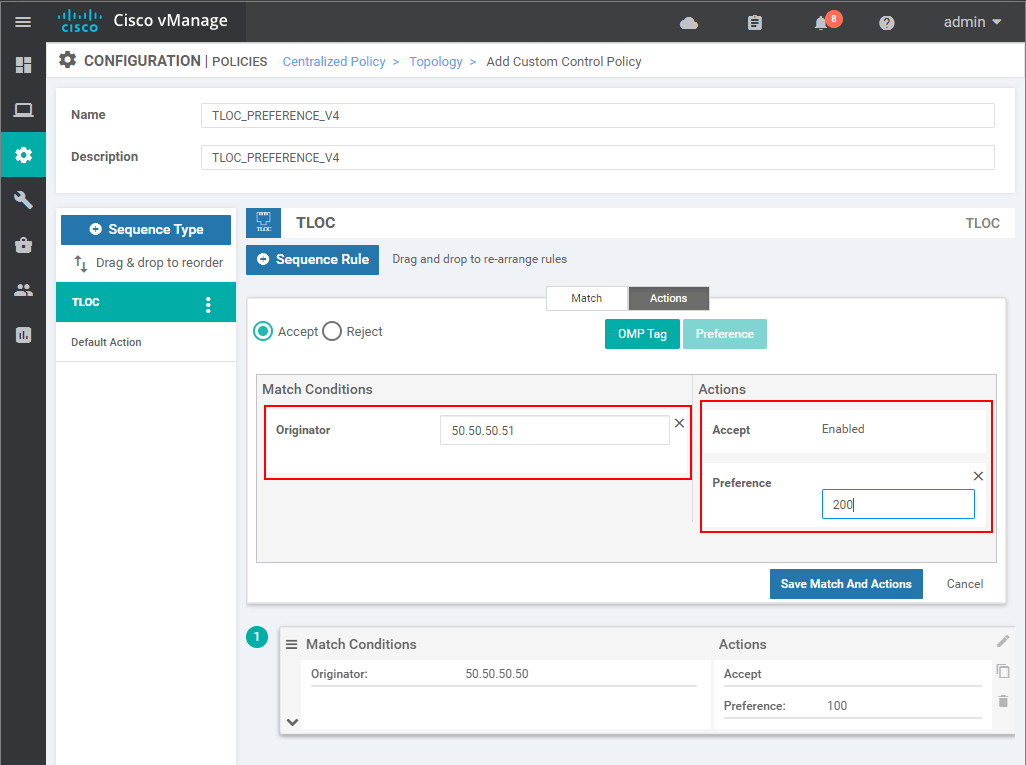 Creating an inbound Centralized Control Policy - step 5