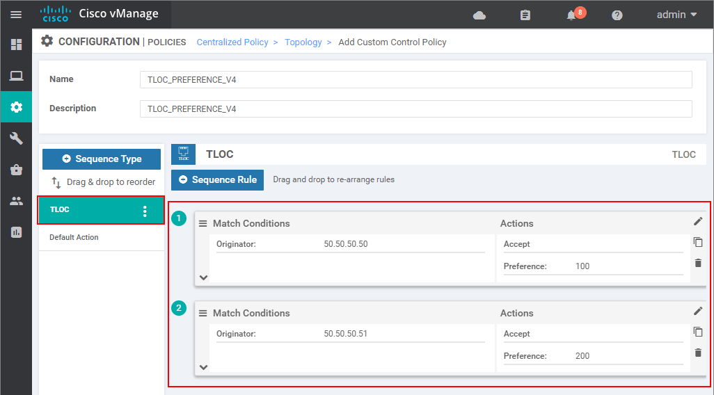 Creating an inbound Centralized Control Policy - step 6